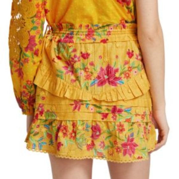 Farm Rio NWT Women's Yellow Allover Floral FLOWER DREAM Mini Skirt, Size Medium - Picture 6 of 8